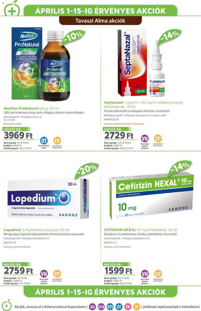 Alma Gyógyszertárak Alma Gyógyszertárak akciós újság 8 oldal