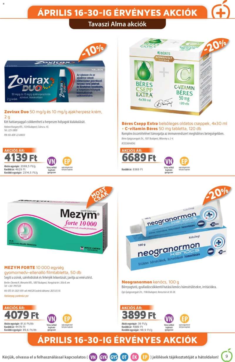 Alma Gyógyszertárak Alma Gyógyszertárak akciós újság 9 oldal