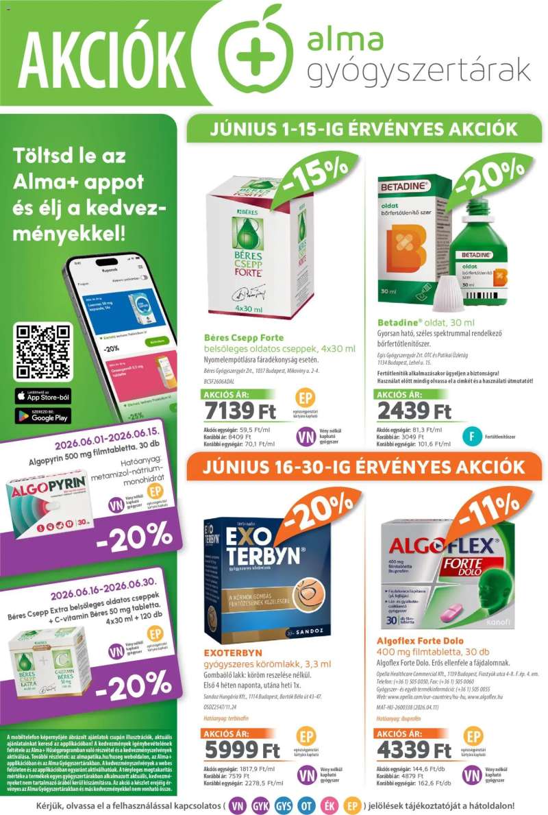 Alma Gyógyszertárak Alma Gyógyszertárak akciós újság 1 oldal