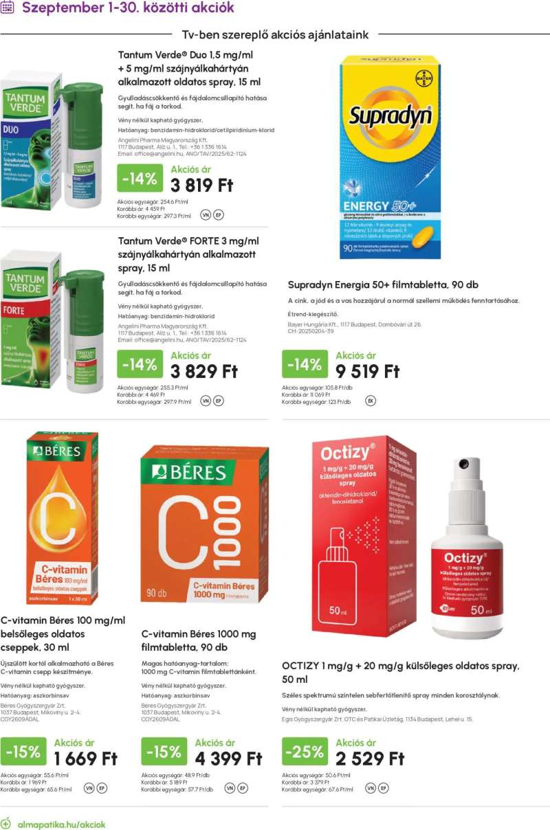 Alma Gyógyszertárak Alma Gyógyszertárak akciós újság 6 oldal
