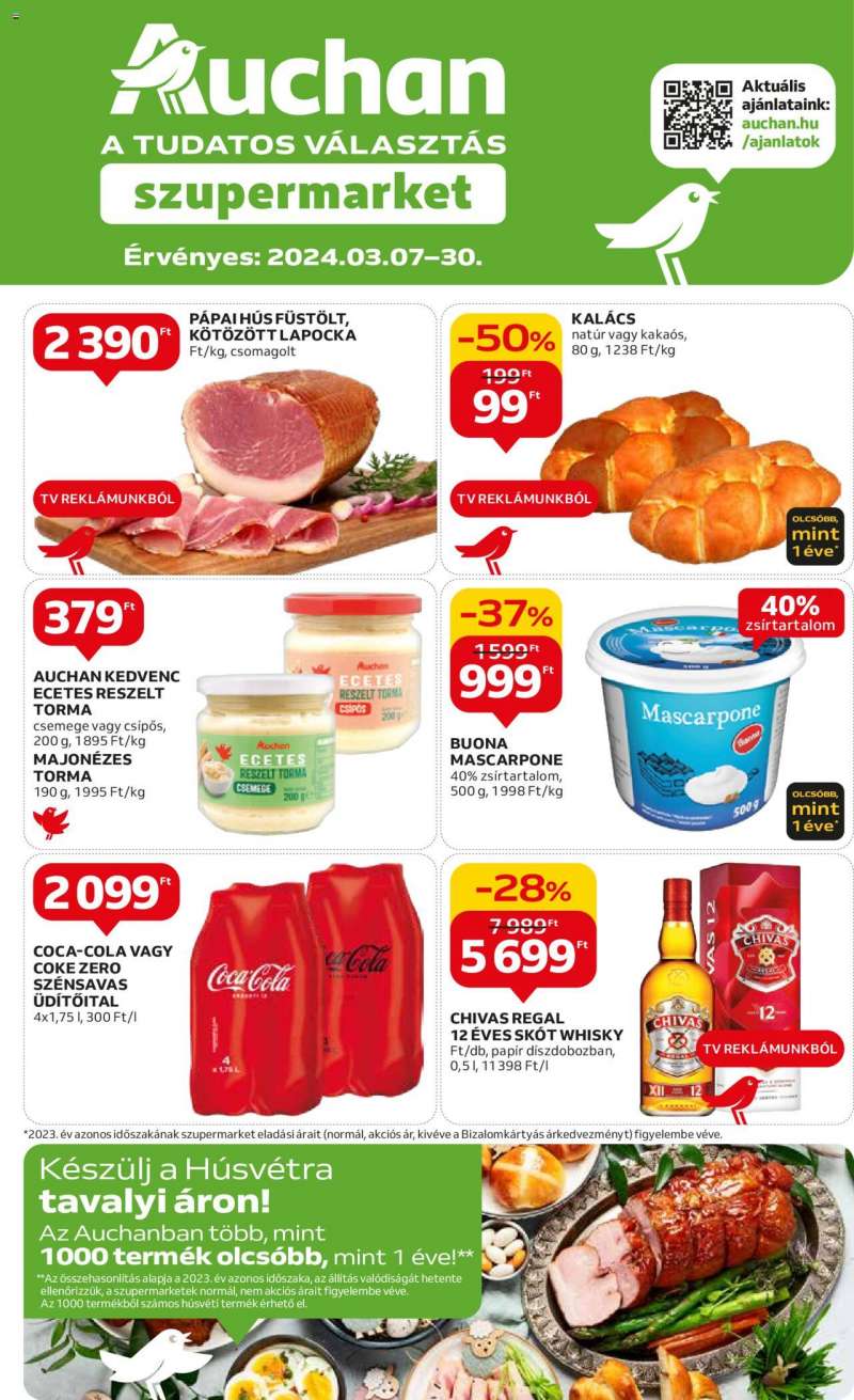 Auchan Szupermarket húsvéti élelmiszer ajánlatok 1 oldal