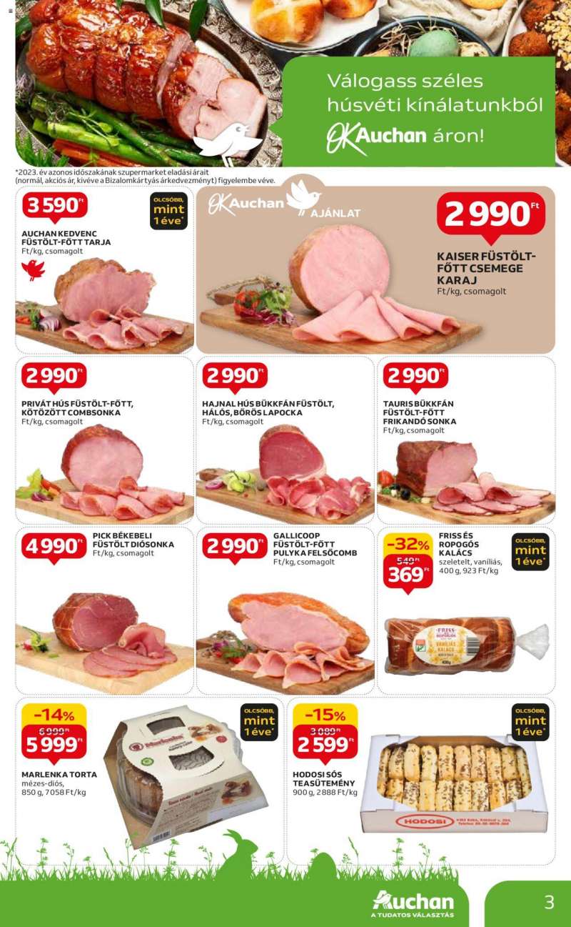 Auchan Szupermarket húsvéti élelmiszer ajánlatok 3 oldal