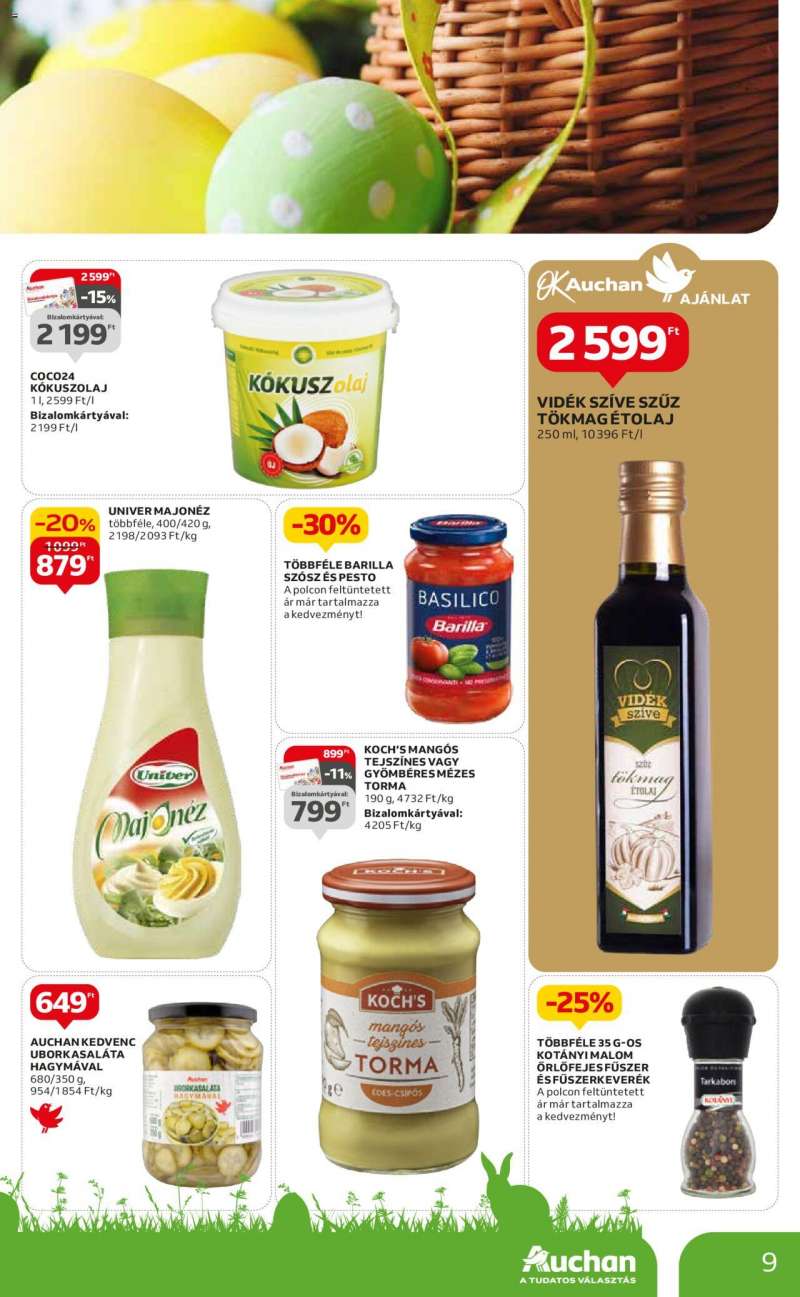Auchan Szupermarket húsvéti élelmiszer ajánlatok 9 oldal