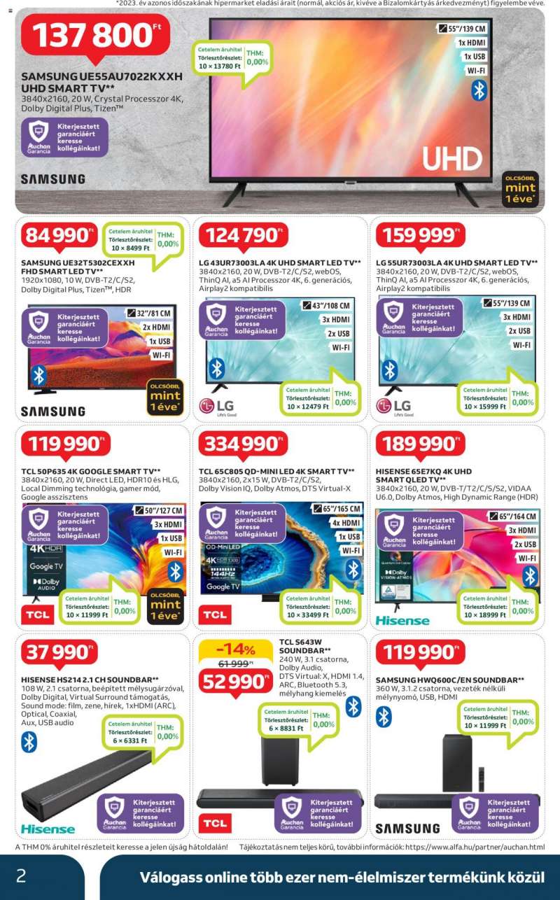 Auchan Hipermarket elektronikai ajánlatok 2 oldal