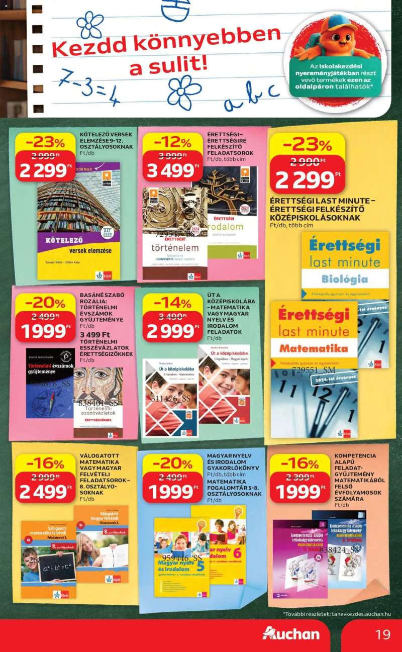 Auchan Auchan Iskolakezdés ajánlatok 19 oldal