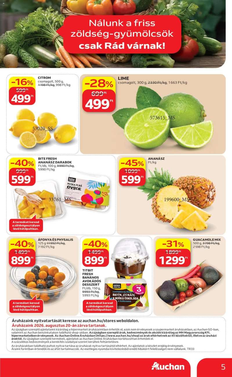 Auchan Auchan Zöldség Gyümölcs ajánlatok 5 oldal