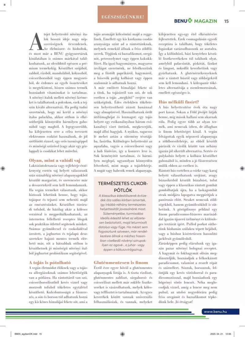 BENU Gyógyszertárak Magazin 5/2023 15 oldal