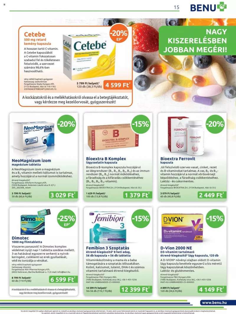 BENU Gyógyszertárak Akciós Újság BENU Gyógyszertárak 15 oldal