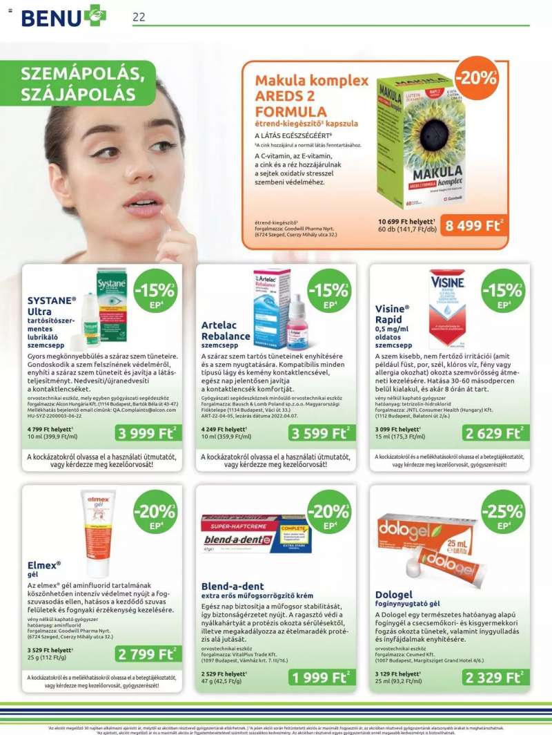 BENU Gyógyszertárak Akciós Újság BENU Gyógyszertárak 22 oldal
