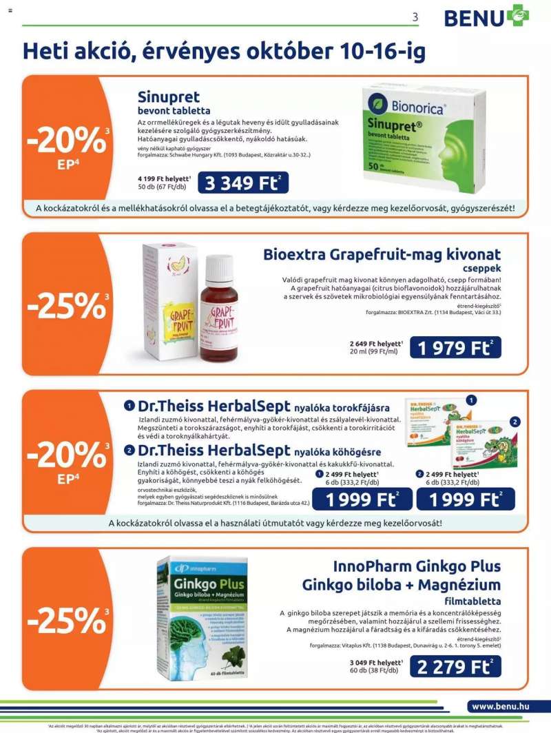 BENU Gyógyszertárak Akciós Újság BENU Gyógyszertárak 18 oldal