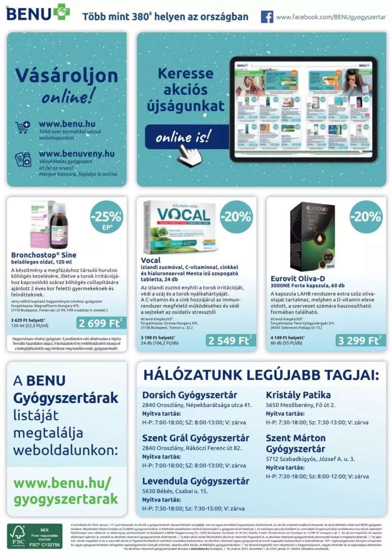 BENU Gyógyszertárak BENU akcios-kiadvany JANUAR 2024 24 oldal