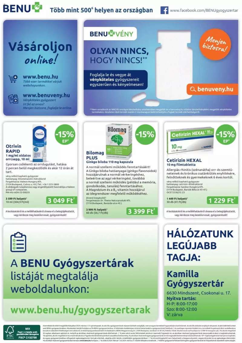 BENU Gyógyszertárak BENU Akcios Kiadvány Március 32 oldal