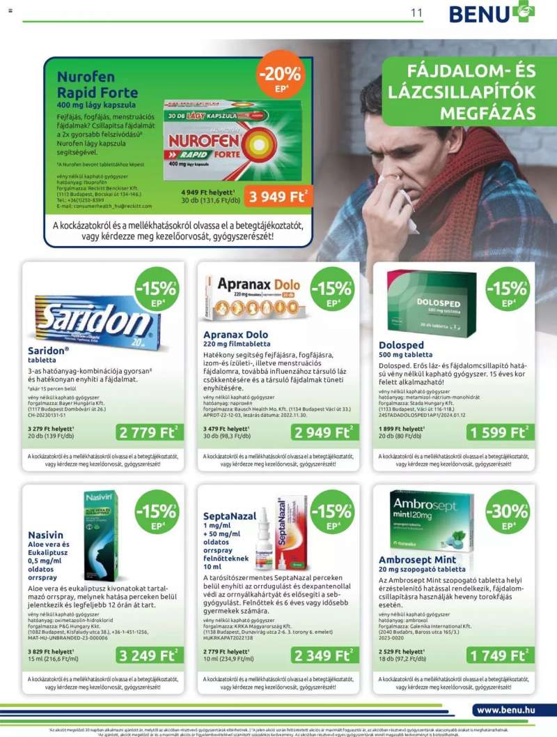 BENU Gyógyszertárak Akciós Újság BENU Gyógyszertárak 11 oldal