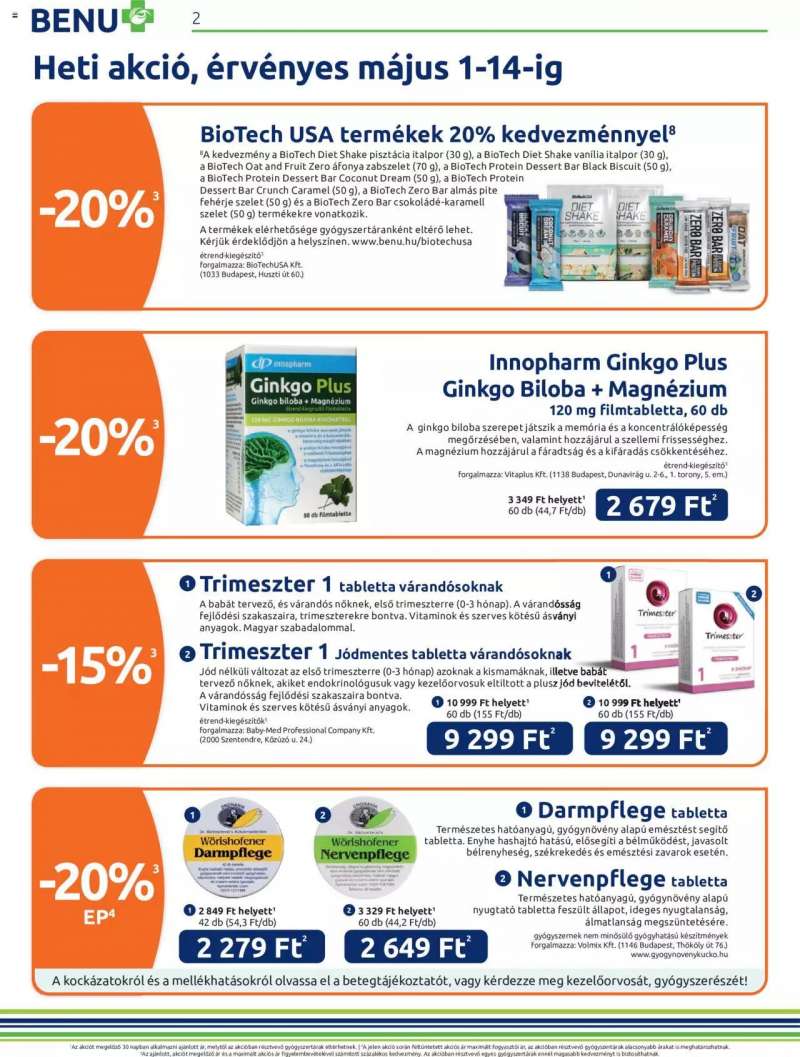 BENU Gyógyszertárak Akciós Újság BENU Gyógyszertárak 2 oldal
