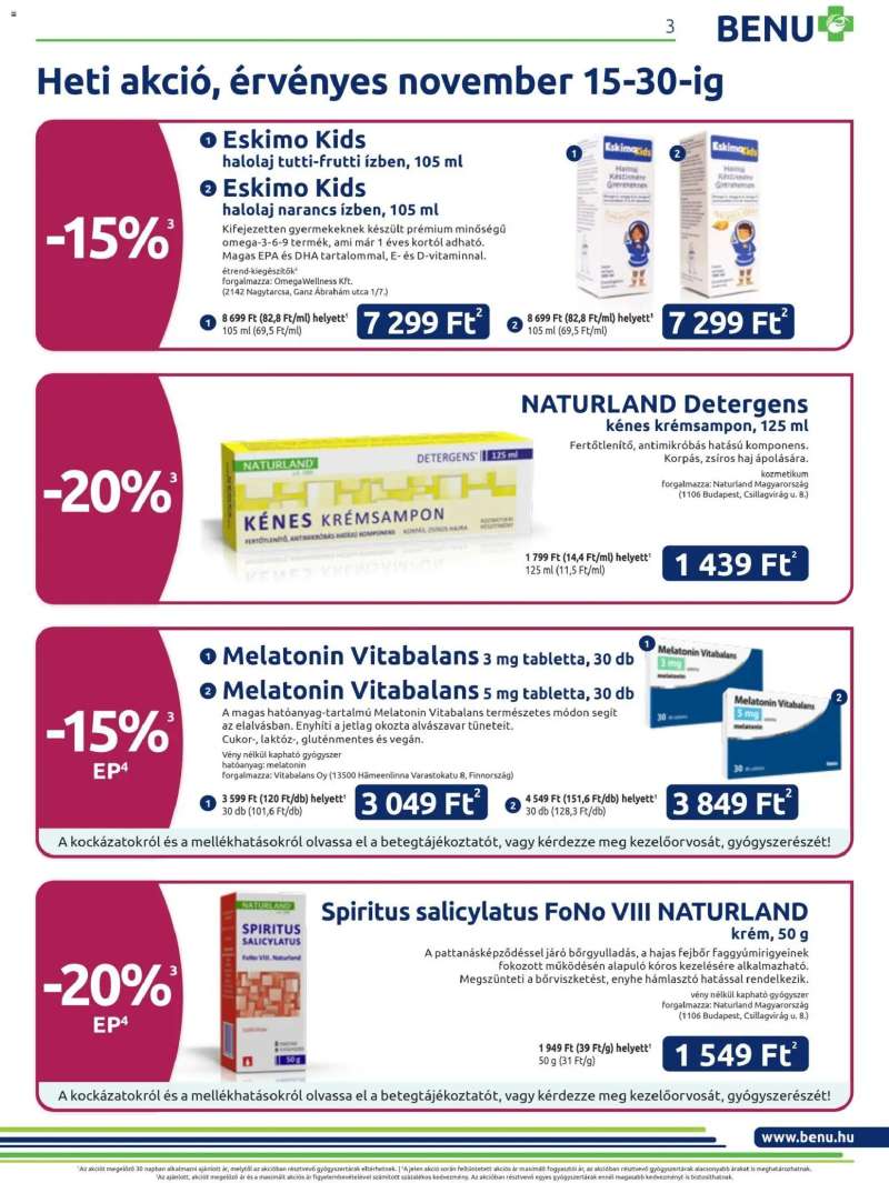 BENU Gyógyszertárak Akciós újság BENU Gyógyszertárak 3 oldal