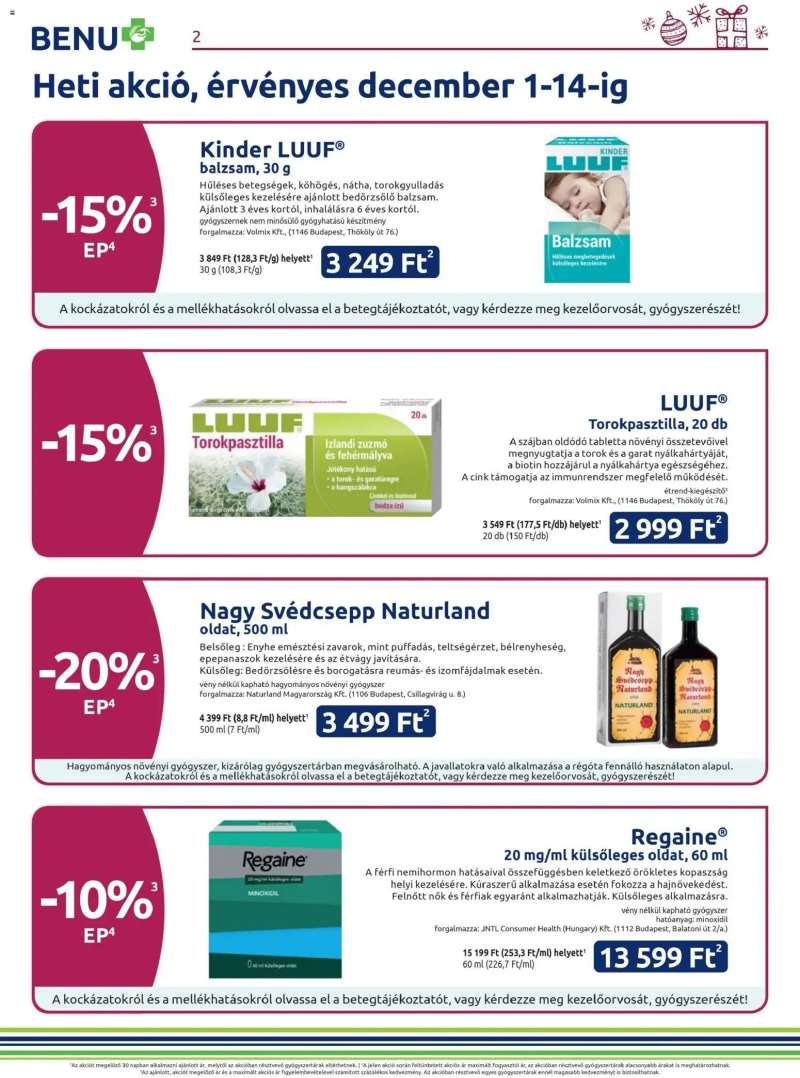 BENU Gyógyszertárak Akciós újság BENU Gyógyszertárak 2 oldal