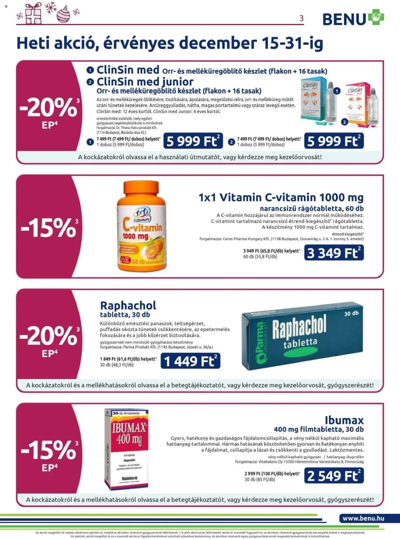 BENU Gyógyszertárak Akciós újság BENU Gyógyszertárak 3 oldal