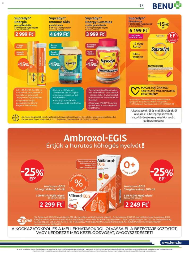 BENU Gyógyszertárak Akciós újság BENU Gyógyszertárak 13 oldal