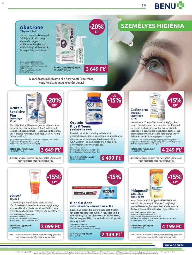 BENU Gyógyszertárak Akciós újság BENU Gyógyszertárak 19 oldal
