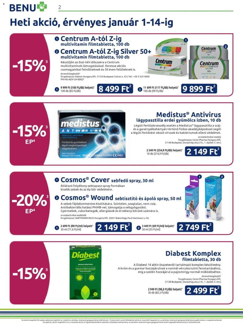 BENU Gyógyszertárak Akciós újság BENU Gyógyszertárak 2 oldal