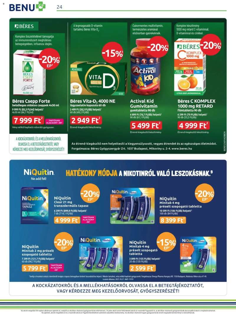 BENU Gyógyszertárak Akciós újság BENU Gyógyszertárak 24 oldal