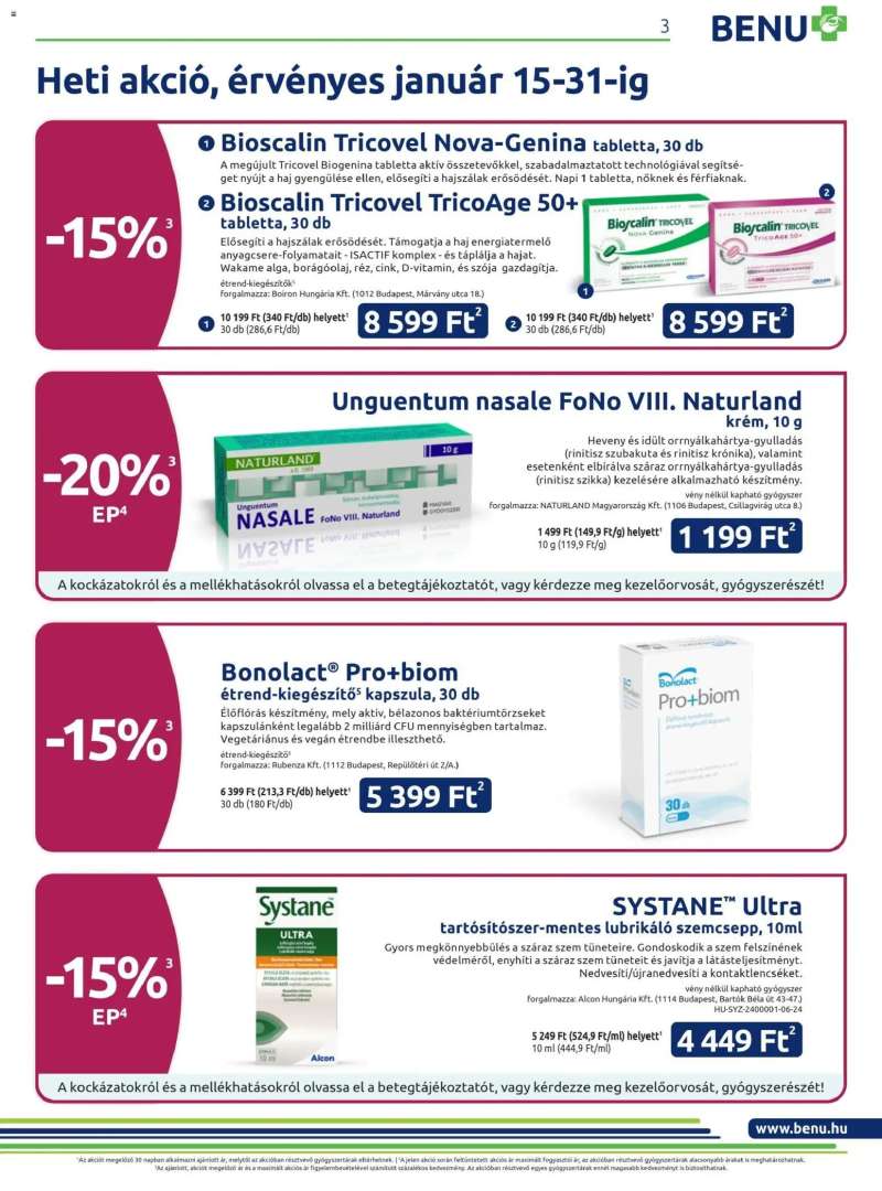 BENU Gyógyszertárak Akciós újság BENU Gyógyszertárak 3 oldal