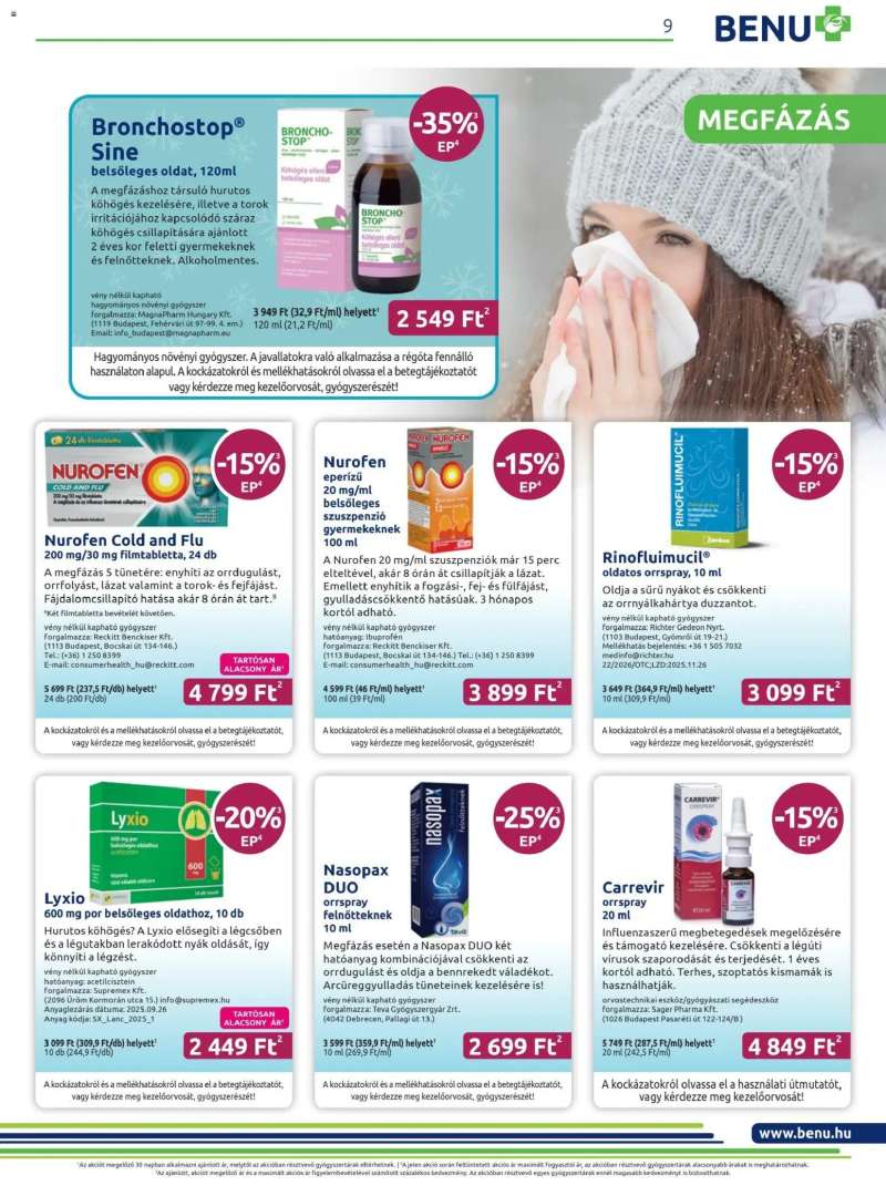 BENU Gyógyszertárak Akciós újság BENU Gyógyszertárak 9 oldal