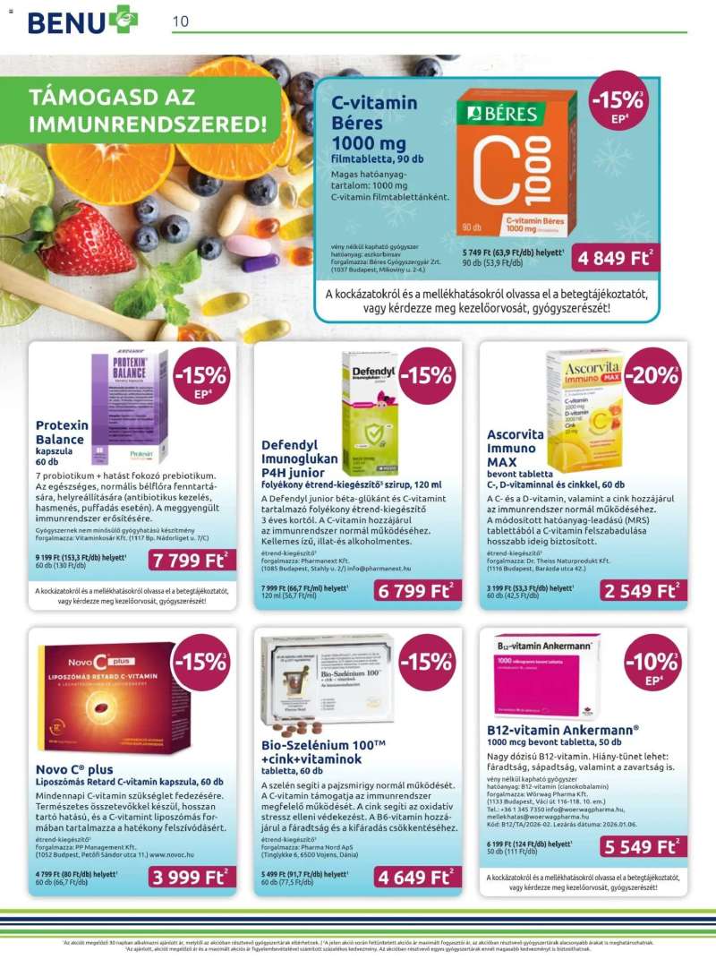 BENU Gyógyszertárak Akciós újság BENU Gyógyszertárak 10 oldal