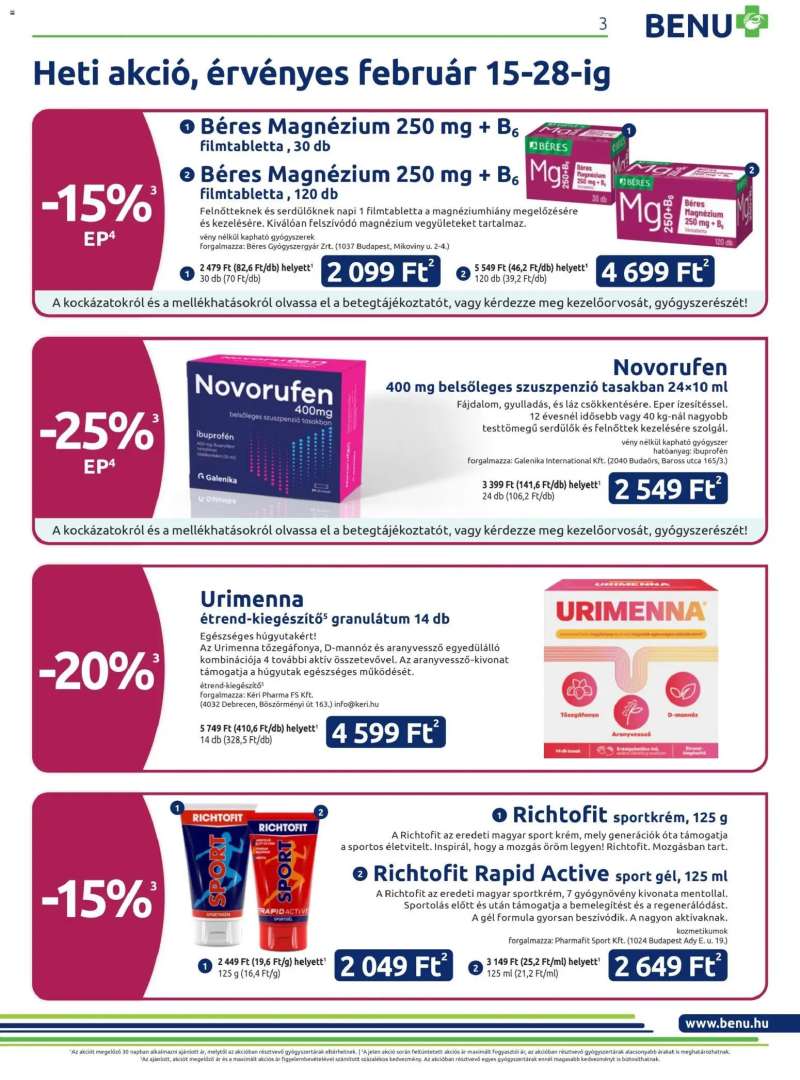 BENU Gyógyszertárak Akciós újság BENU Gyógyszertárak 3 oldal