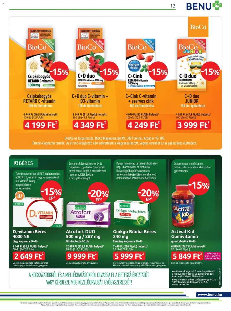 BENU Gyógyszertárak BENU Gyógyszertárak akciós újság 13 oldal