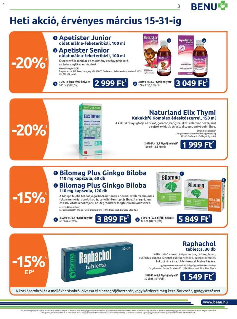 BENU Gyógyszertárak BENU Gyógyszertárak akciós újság 3 oldal