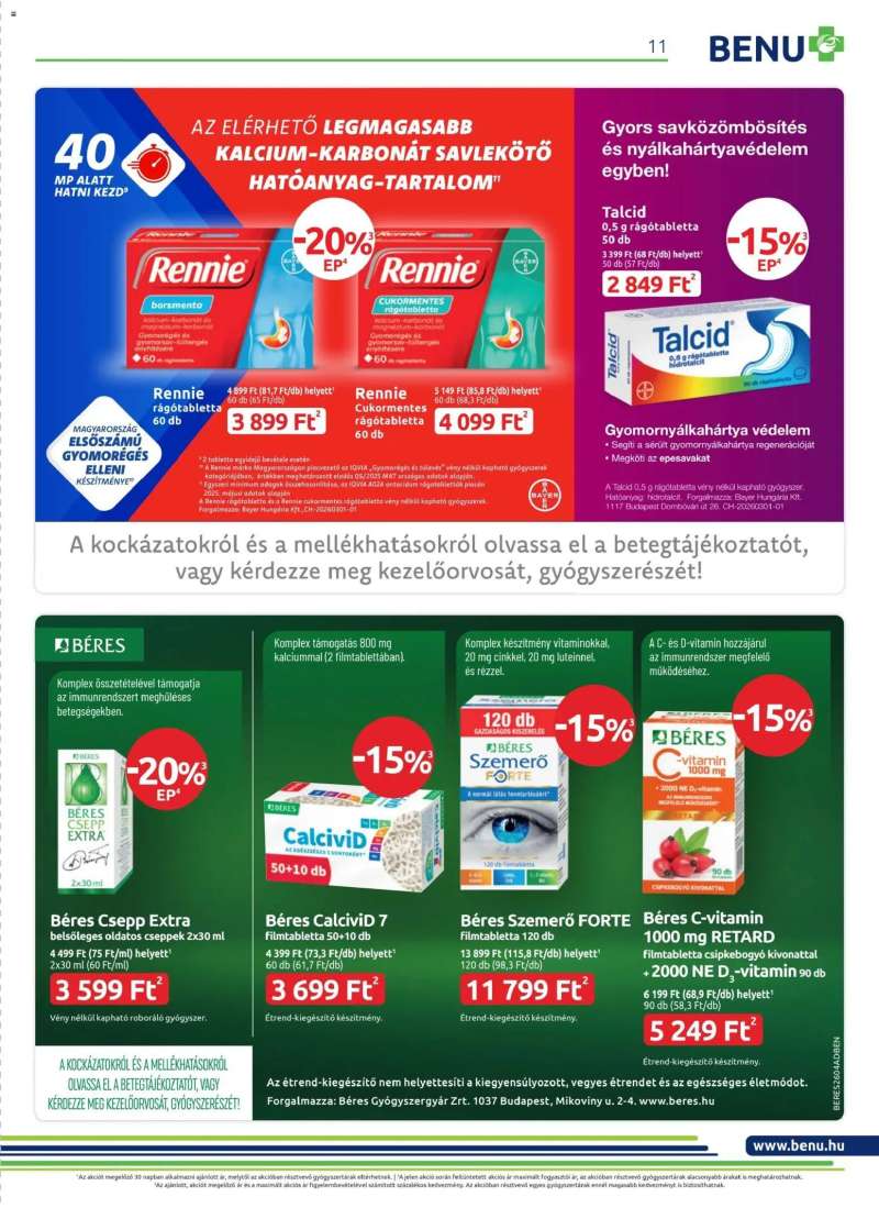BENU Gyógyszertárak BENU Gyógyszertárak akciós újság 11 oldal