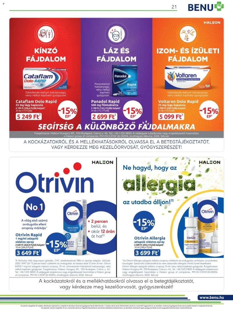 BENU Gyógyszertárak BENU Gyógyszertárak akciós újság 21 oldal