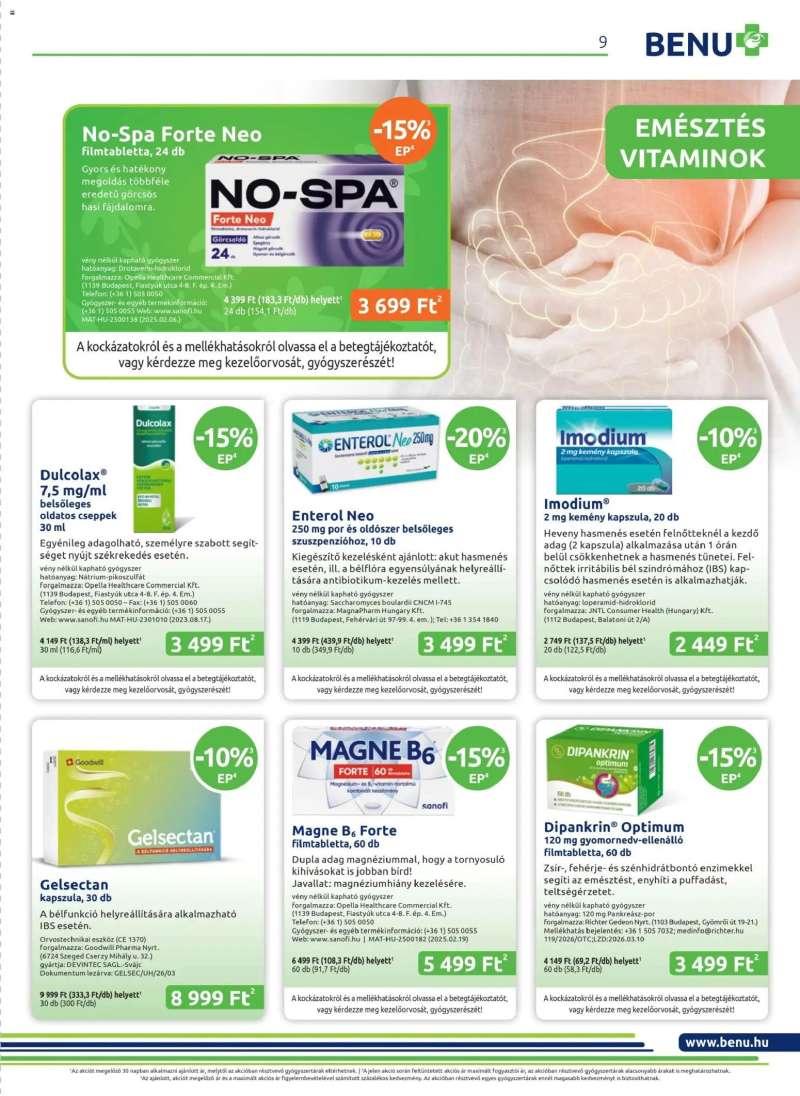 BENU Gyógyszertárak BENU Gyógyszertárak akciós újság 9 oldal