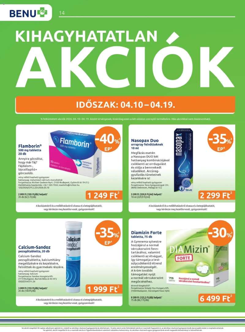 BENU Gyógyszertárak BENU Gyógyszertárak akciós újság 14 oldal