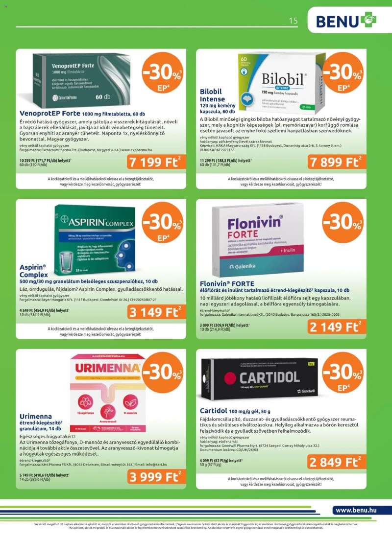 BENU Gyógyszertárak BENU Gyógyszertárak akciós újság 15 oldal