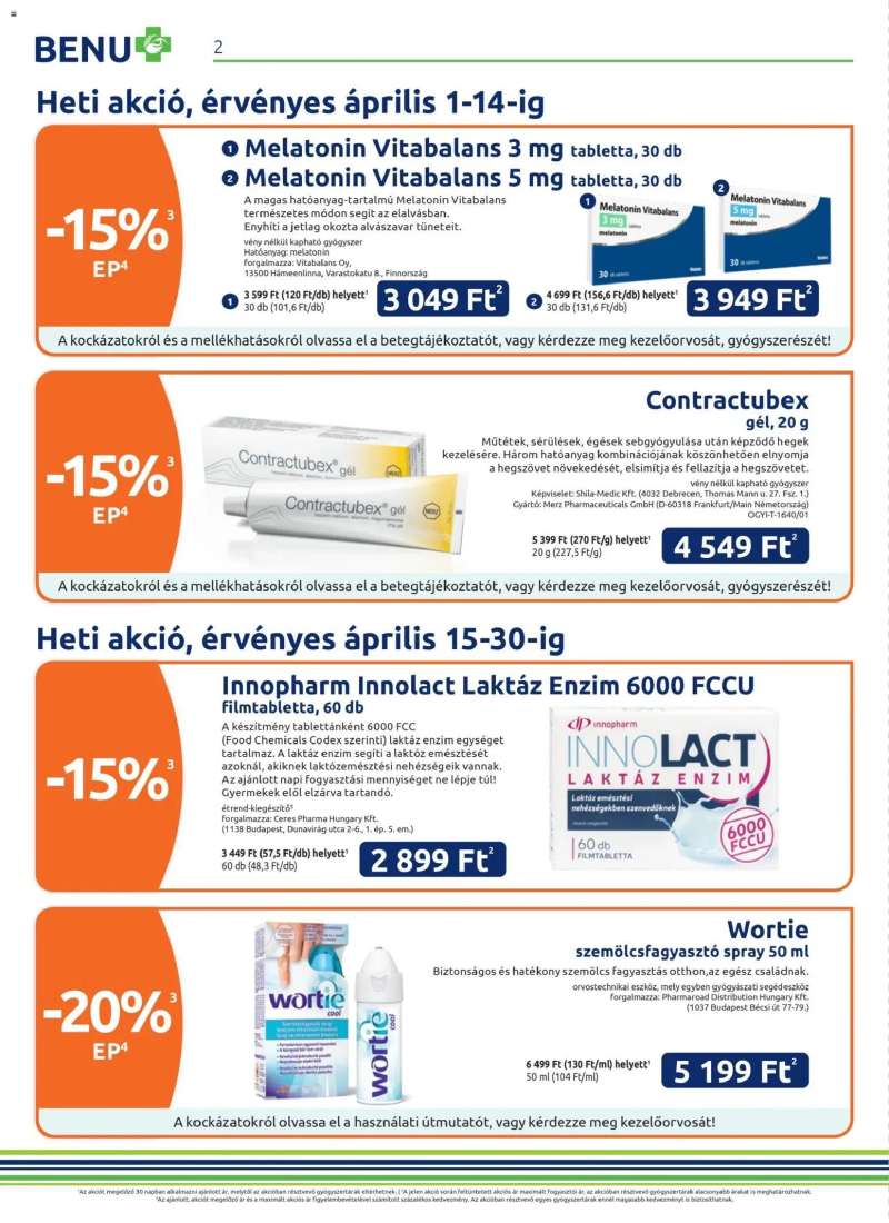 BENU Gyógyszertárak BENU Gyógyszertárak akciós újság 2 oldal