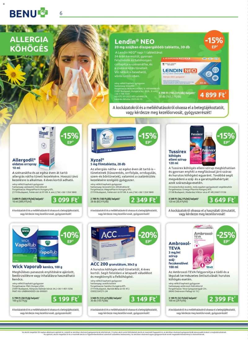 BENU Gyógyszertárak BENU Gyógyszertárak akciós újság 6 oldal
