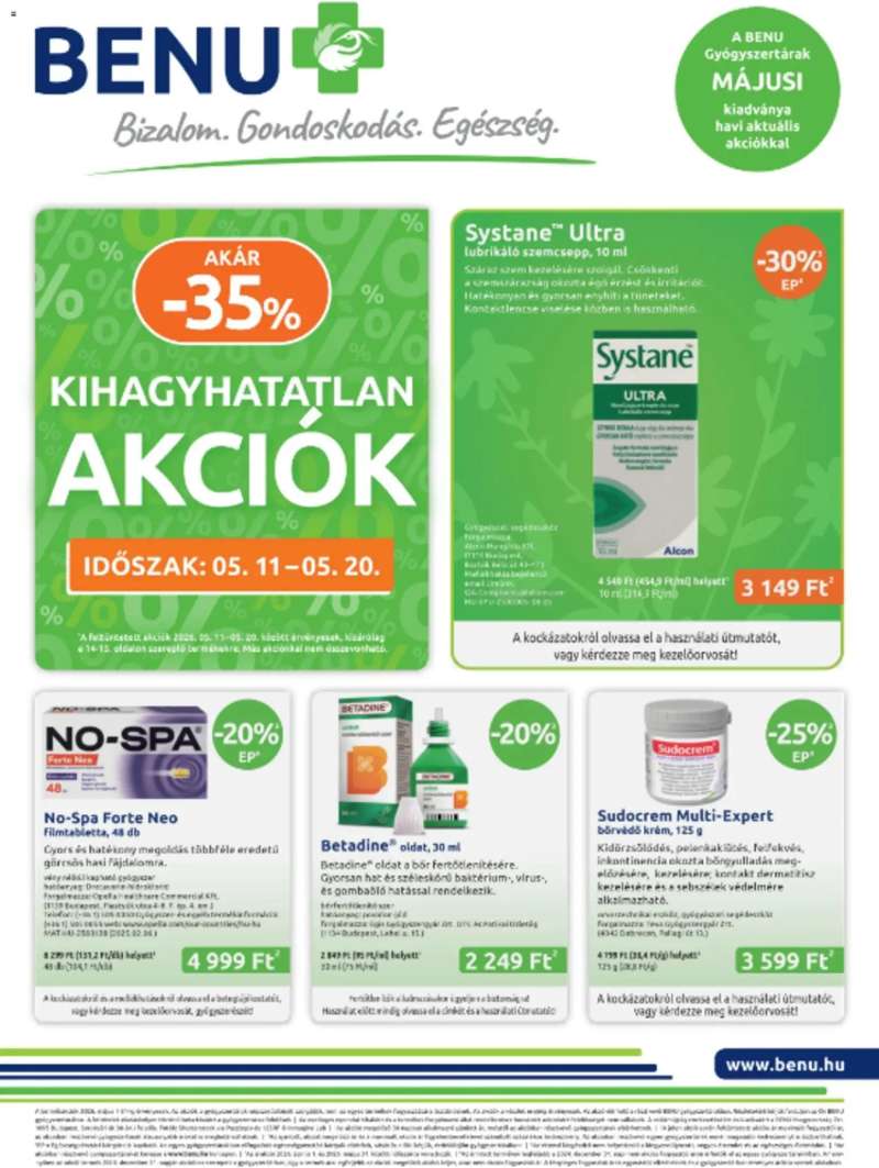BENU Gyógyszertárak BENU Gyógyszertárak akciós újság 1 oldal