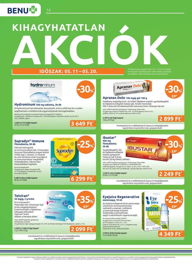 BENU Gyógyszertárak BENU Gyógyszertárak akciós újság 14 oldal