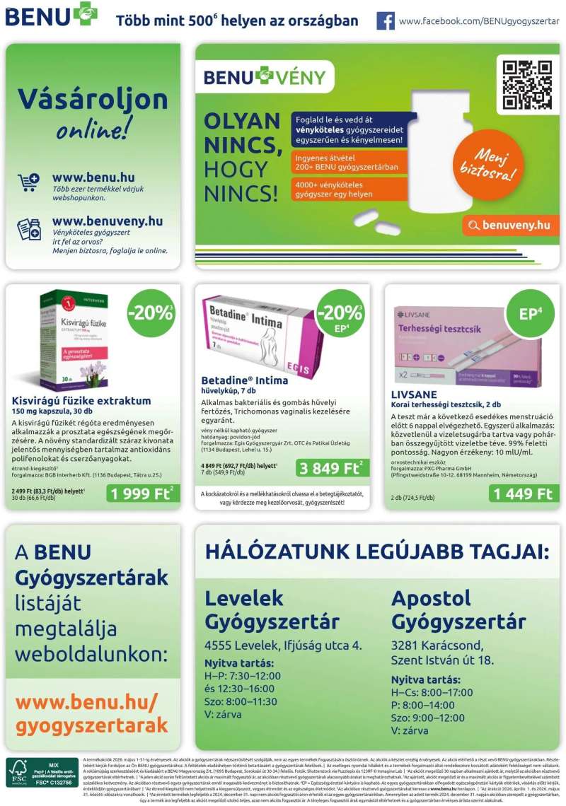 BENU Gyógyszertárak BENU Gyógyszertárak akciós újság 28 oldal
