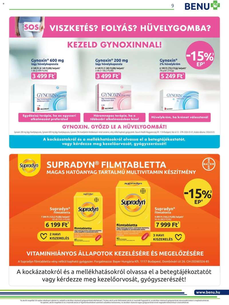 BENU Gyógyszertárak BENU Gyógyszertárak akciós újság 9 oldal