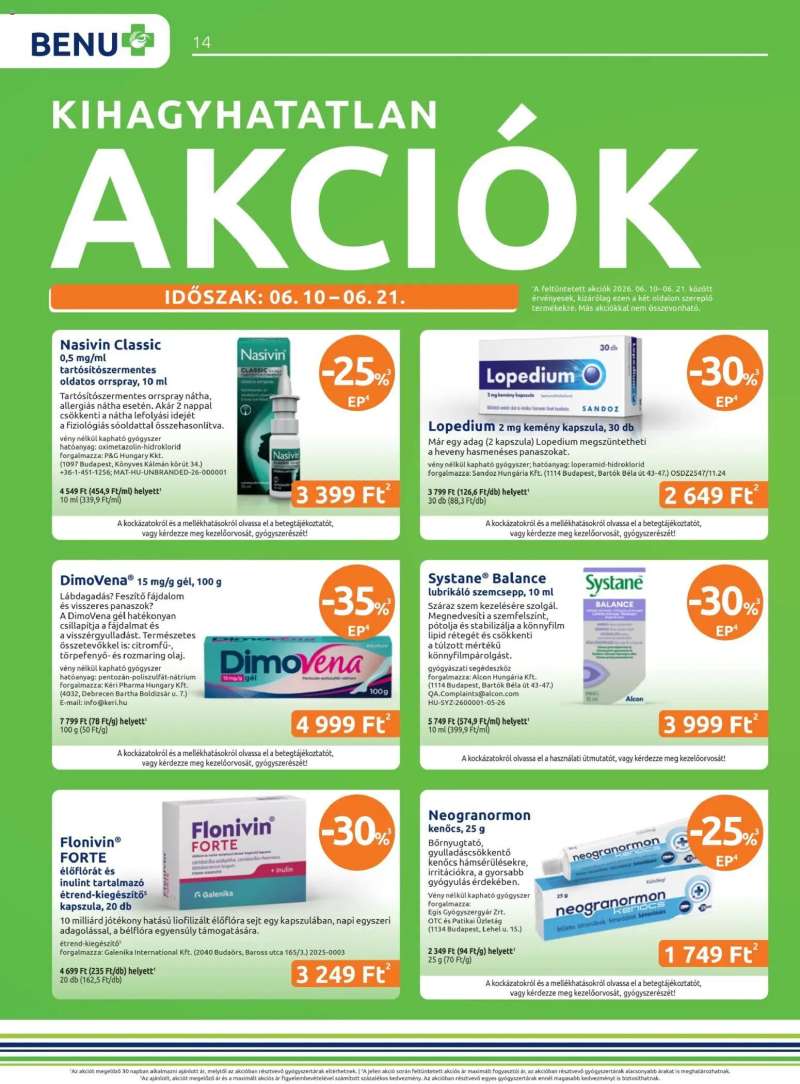BENU Gyógyszertárak BENU Gyógyszertárak akciós újság 14 oldal