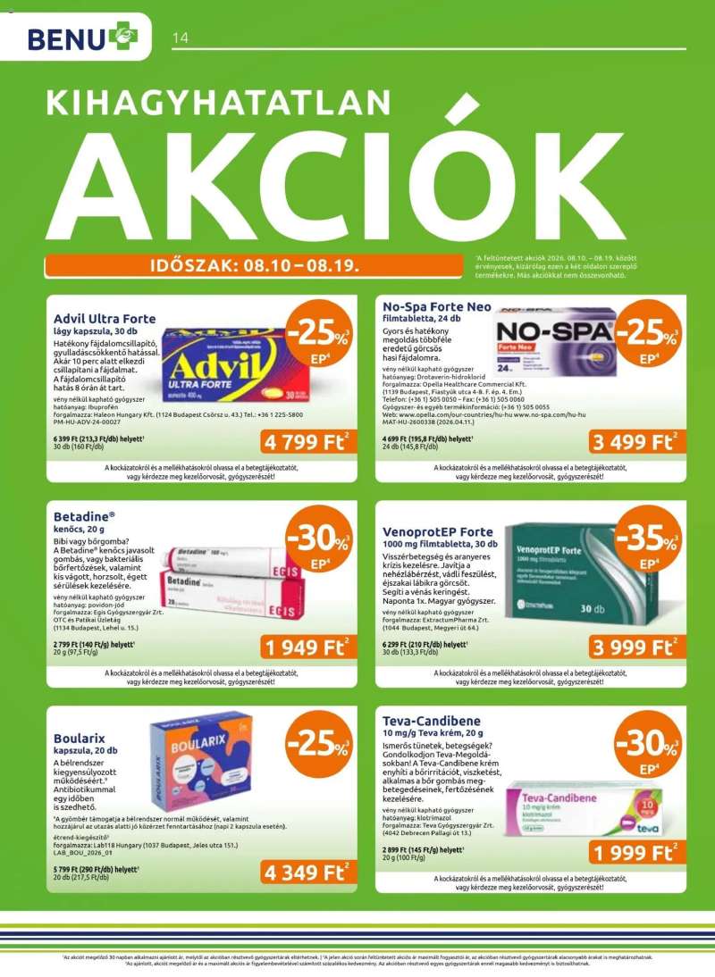 BENU Gyógyszertárak BENU Gyógyszertárak akciós újság 14 oldal