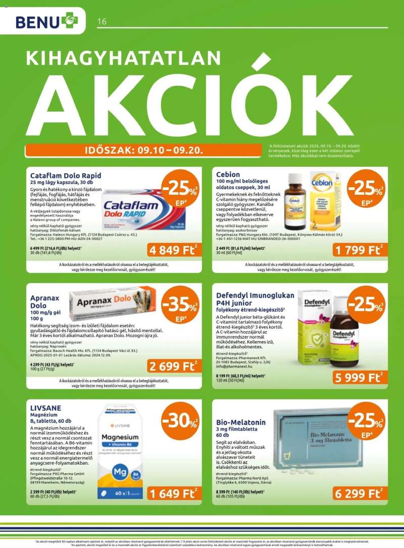 BENU Gyógyszertárak BENU Gyógyszertárak akciós újság 16 oldal