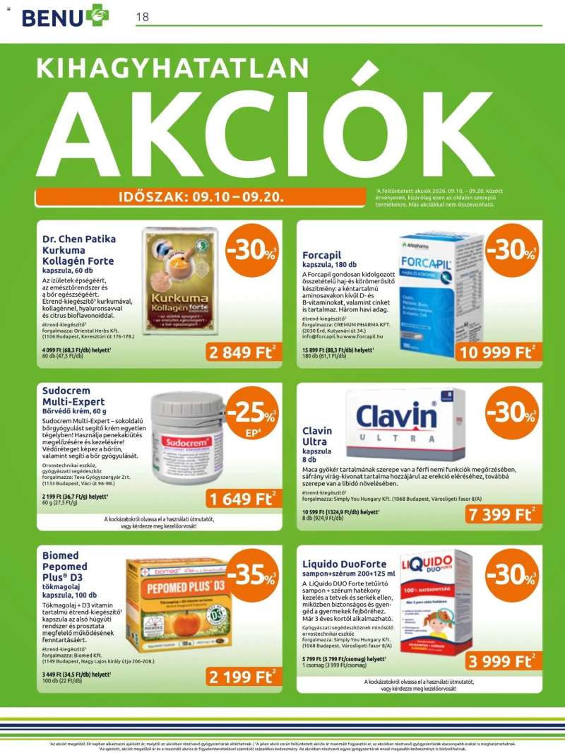 BENU Gyógyszertárak BENU Gyógyszertárak akciós újság 18 oldal