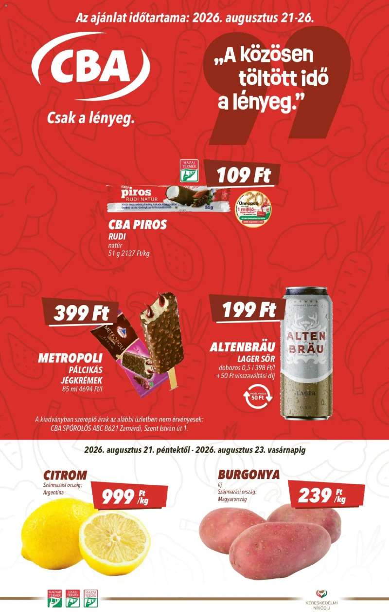CBA CBA akciós újság 1 oldal