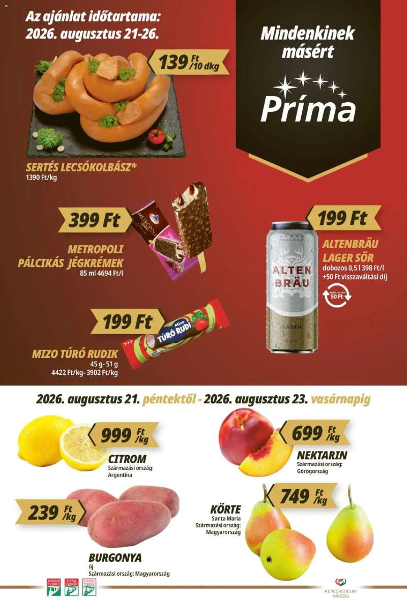 CBA Príma CBA Príma akciós újság 1 oldal