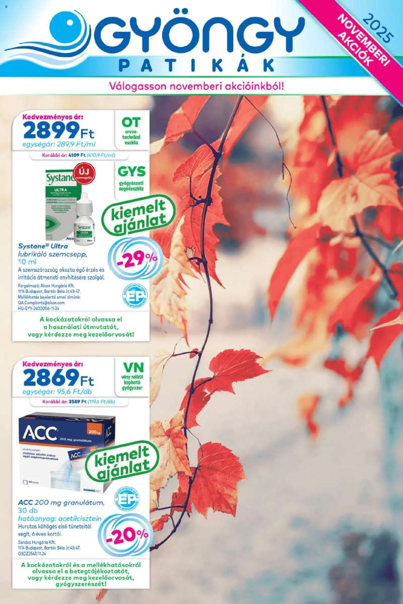Gyöngy Patikák Akciós újság Gyöngy Patikák 1 oldal