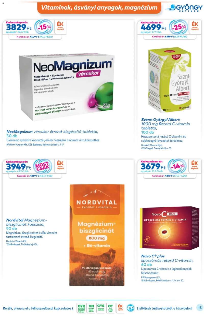 Gyöngy Patikák Akciós újság Gyöngy Patikák 15 oldal